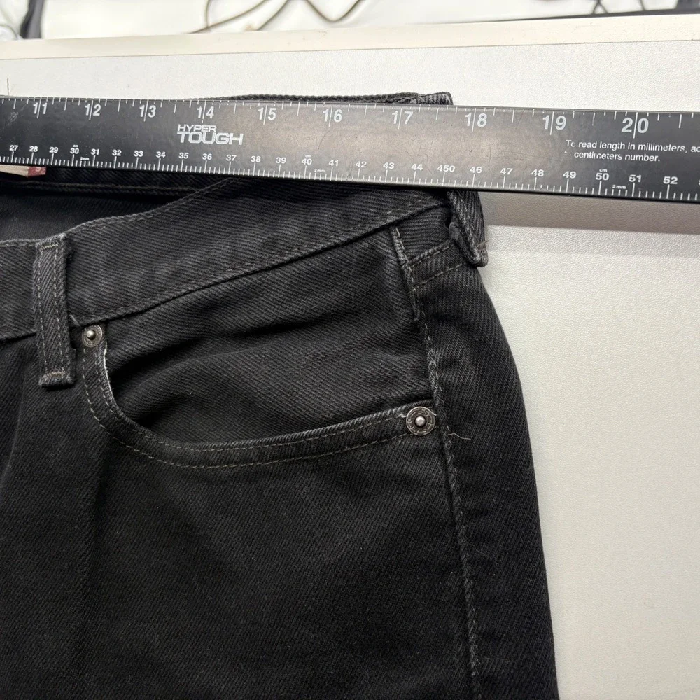 Levis 505 Regular Fit Straight Leg Black Denim Jeans Mens 36x34 (Measures 36x32)